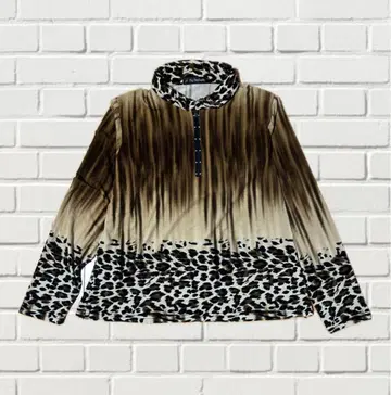 하프 지퍼 긴팔 셔츠 레오파드 무늬 [ 무료배송 ]