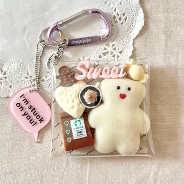 가챠 파우치 mojojojo 곰돌이와 커피 타임 화이트 브라운