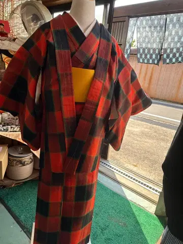 빨검 체크  앙상블 미사용품 기장 150cm 화장 64cm