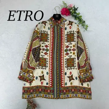 J464 미사용 새상품 XL 44 에트로 올 패턴 어깨 패드 셔츠 여성용