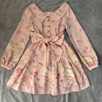 리즈리사 동화 패턴 앨리스 공주 갸루 리본 미니 원피스 핑크 M