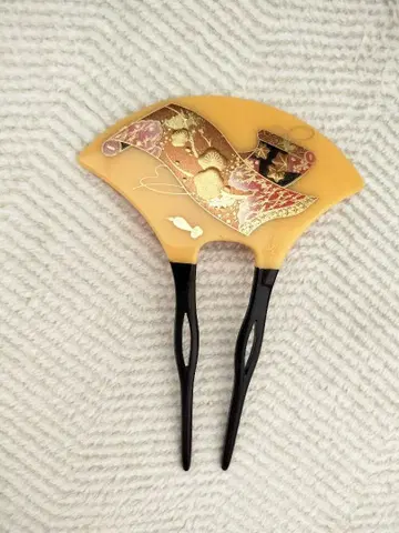 부채꼴 머리 장식 골드 컬러 장식 헤어콤