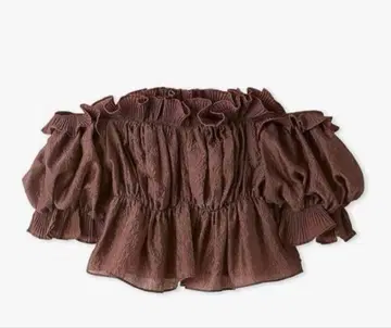 SNIDEL 자카드 볼륨 개더 오프숄더 블라우스