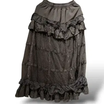 프릴 달린 블랙 롱 스커트 QutieFrash