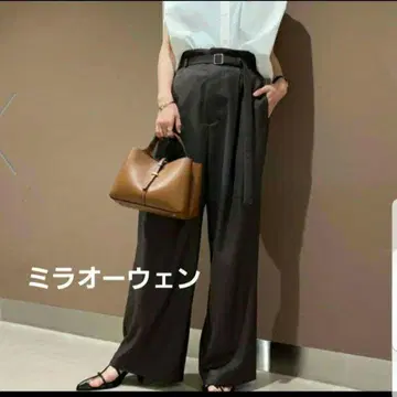 미라 오웬 벨트 포함 뒷밴딩 페이퍼백 팬츠 완판템 브라운