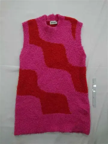 마리메꼬 핑크 계열 x 레드 계열 울 혼방 슬리브리스 니트 XS 사이즈