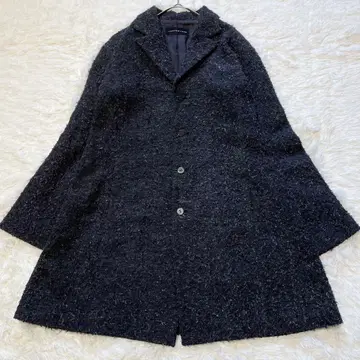 새상품급//요건 레일 트위드 울 린넨 체스터 코트 2WAYL