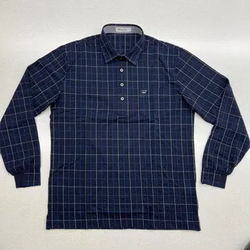 [ 미사용품 ] Golden Bear 네이비 체크 셔츠 L 사이즈