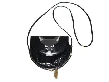 enzo of roma 블랙 여우 디자인 숄더백