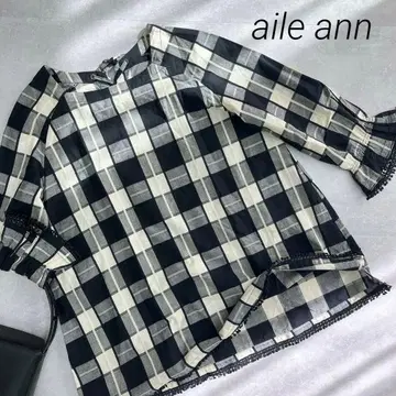 에일 원 마로니 튜닉 블라우스 체크 모노톤 화이트 블랙