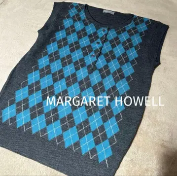 MARGARET HOWELL 울 니트 베스트 아가일