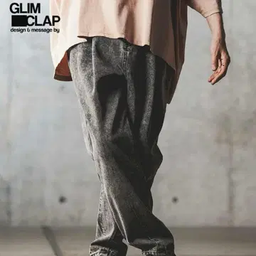 GLIM CLAP 블랙 데님 테이퍼드 팬츠