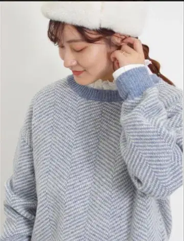 Samansa Mos2 앞뒤 착용 헤링본 무늬 가디건