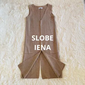 SLOBE iENA 베이지 롱 베스트 베스트 울 혼방 프리