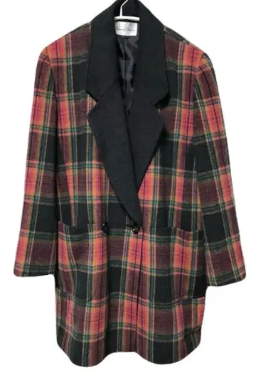 새상품급 레트로 체크 무늬 코트 머플러 포함 M~L L 사이즈