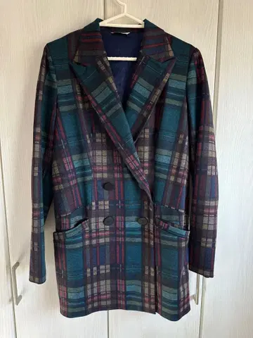 타탄 체크 더블 브레스트 자켓