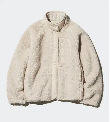 유니클로 플리스 스탠드 카라 자켓 내추럴 L 보아