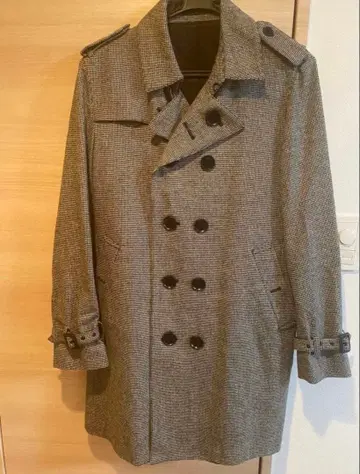 새상품급 Paul Smith 하운드투스 체크 패턴 트렌치코트 그레이 색상