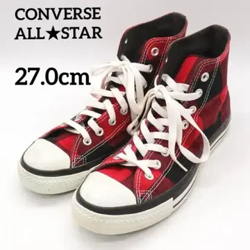 Converse 올스타 하이컷 레드/블랙 체크 27cm