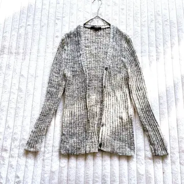 MACPHEE 맥피 리브 긴팔 가디건 S 베이지 모 올 패턴