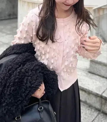 LIAN [ ayu x LIAN ] 비쥬 도트 니트 가디건