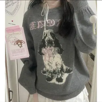 jouetie DOG 자카드 루즈 니트