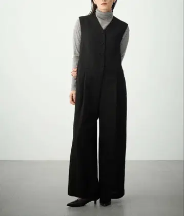 N.O.R.C 블랙 트위드 살로펫 올인원