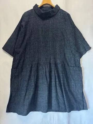 후쿠오카 구루메 카스리 공방 아이키노 핀턱 풀오버 원피스 튜닉