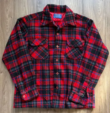 좋은 배색 펜들턴 오픈 카라 보드 셔츠 옴브레 체크 빈티지 레어