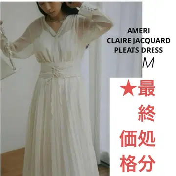 [AMERI] CLAIRE JACQUARD PLEATS DRESS 화이트