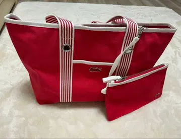Lacoste 빨간색 토트백 파우치 포함
