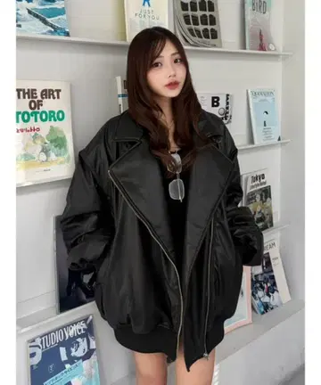 jouetie 인조 가죽 라이더 MA-1 자켓