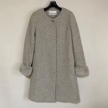내추럴 뷰티 트위드 롱 코트 M 소매 끝 퍼 DMW