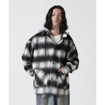FR(13)NDS 후드 부착 체크 셔츠