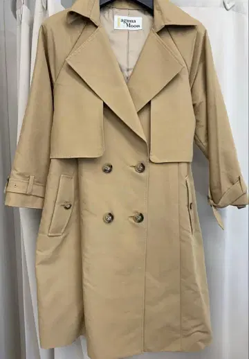 새상품급 라그나문 베이지 트렌치코트 더블 브레스트 미들 기장 7부 소매