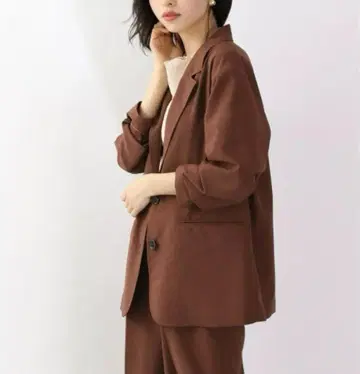 LOWRYS FARM 린넨 라이크 자켓 브라운