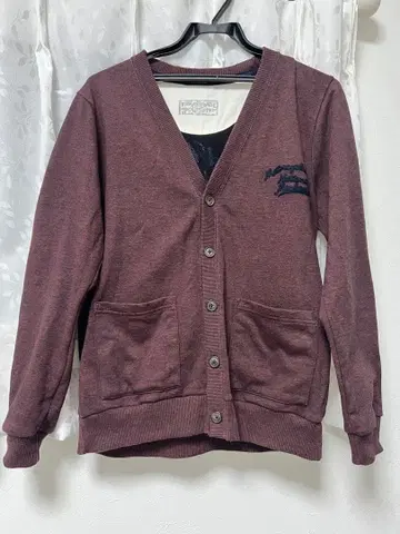 빔즈 하트 와인 레드 가디건