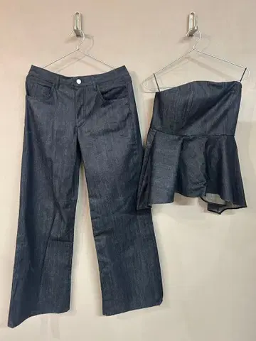 zara 다크 데님 페플럼 셋업