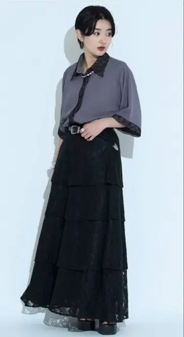 러플 레이스 스커트