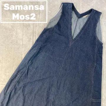 완판템 사만사 모스모스 SM2 데님 스티치 워크 오버롤 스커트 [ F ]