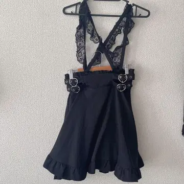 MA*RS 마즈 W 하트 버클 스커트 서스펜더 포함 블랙 블랙 양산 지뢰