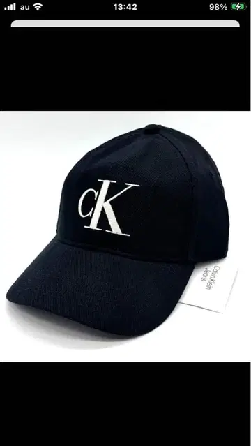 CK 블랙 자수 로고 캡