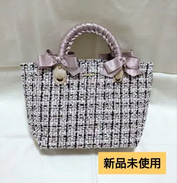 르 크리에이티브 트위드 백 리본 백 핑크