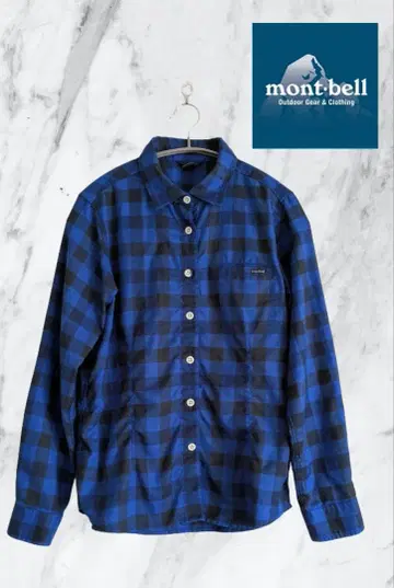 새상품급 mont-bell 몽벨 긴팔 셔츠 파랑 x 블랙 체크 M