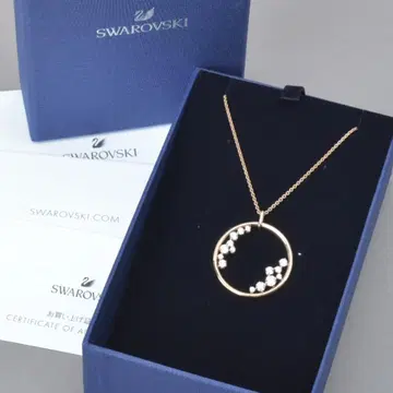 새상품급 스와로브스키 서클 목걸이 박스 포함 핑크 골드 큐빅