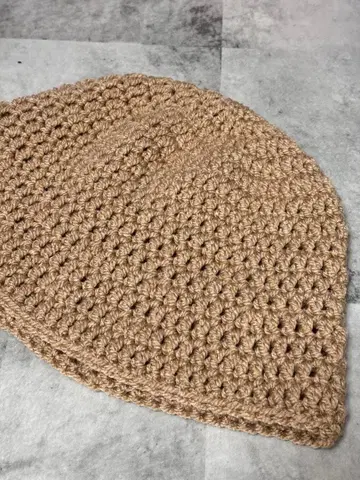 핸드메이드 모자 크로셰 모자 버킷햇 베이지 니트 니트 모자