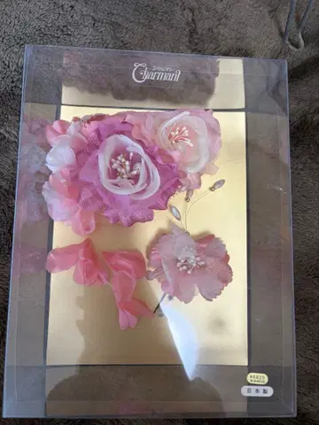 핑크 꽃 장식 세트 (빗, 핑 포함)