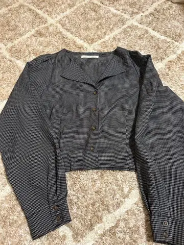 archives 크롭 셔츠 긴팔 체크 무늬