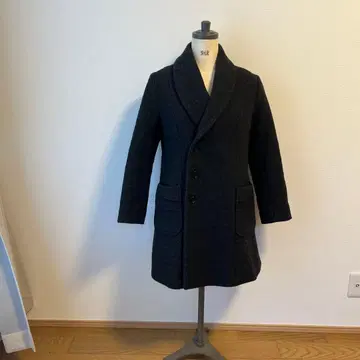 빔즈 보이 체스터 코트 다크 그레이 체크 무늬