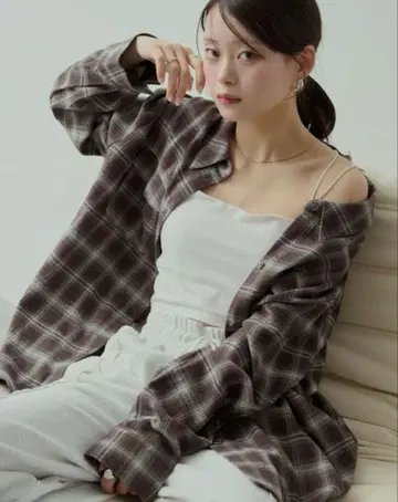 chico 2way 오버 체크 셔츠